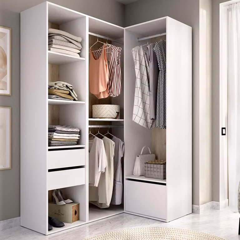 Clayhill - Guardaroba Grande, 124x205h cm Bianco, Modulabile