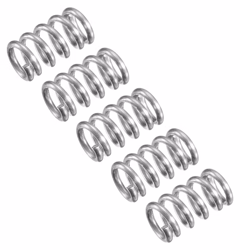 Molle a compression, 5 pezzi, acciaio inossidabile 304, 6x1x10 mm, colore argento
