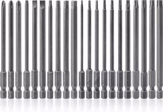 Set di 21 cacciaviti magnetici, attacco a 1/4 di pollice, cacciavite lungo, attacchi Torx, a stella, a croce e a spina
