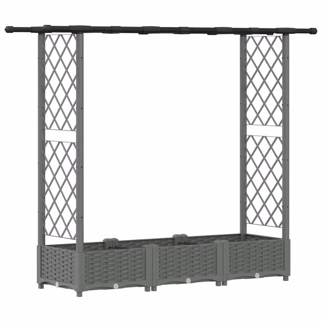 Letto rialzato con griglia e tetto vidaXL in plastica grigio chiaro L: 164 cm, P: 121 cm, H: 40 cm – 2