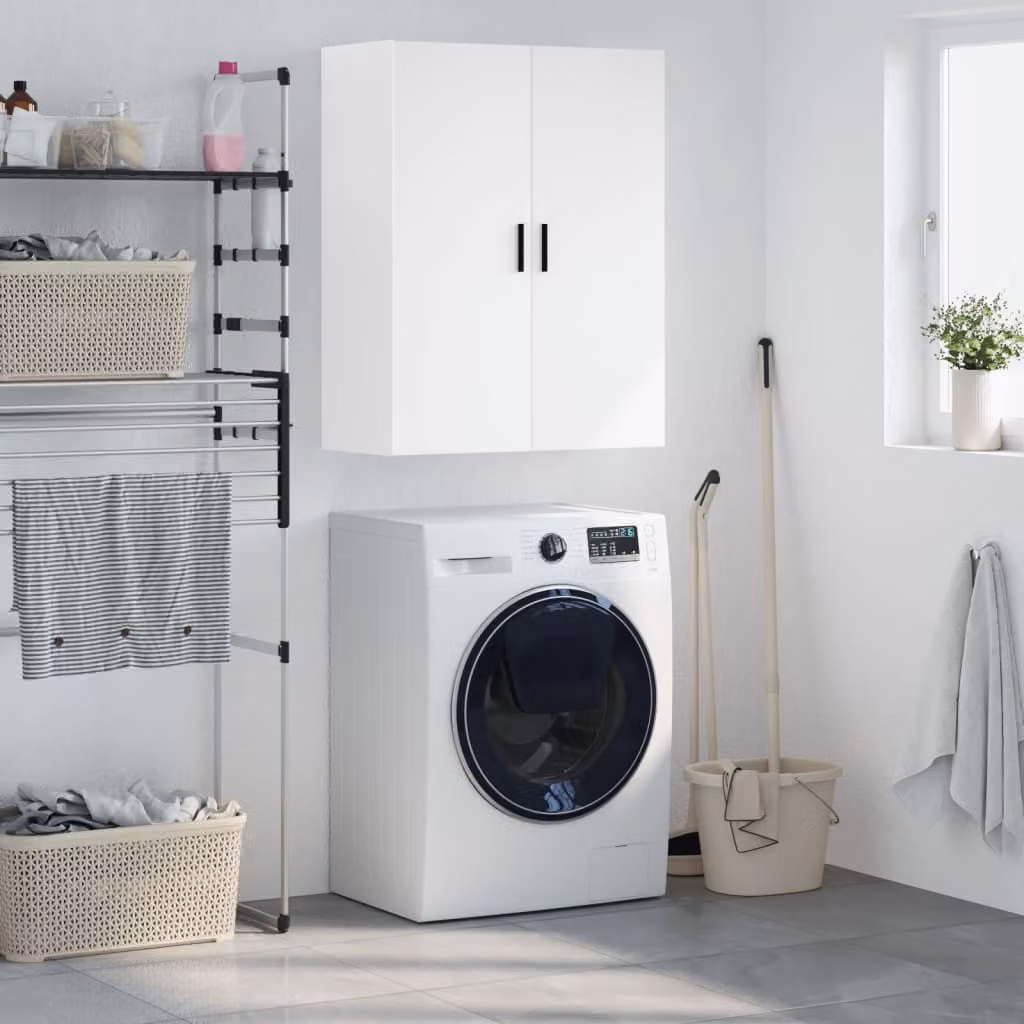 Mobile a parete moderno vidaXL Bianco con ante a battente L: 69,5 cm, P: 34 cm, H: 90 cm