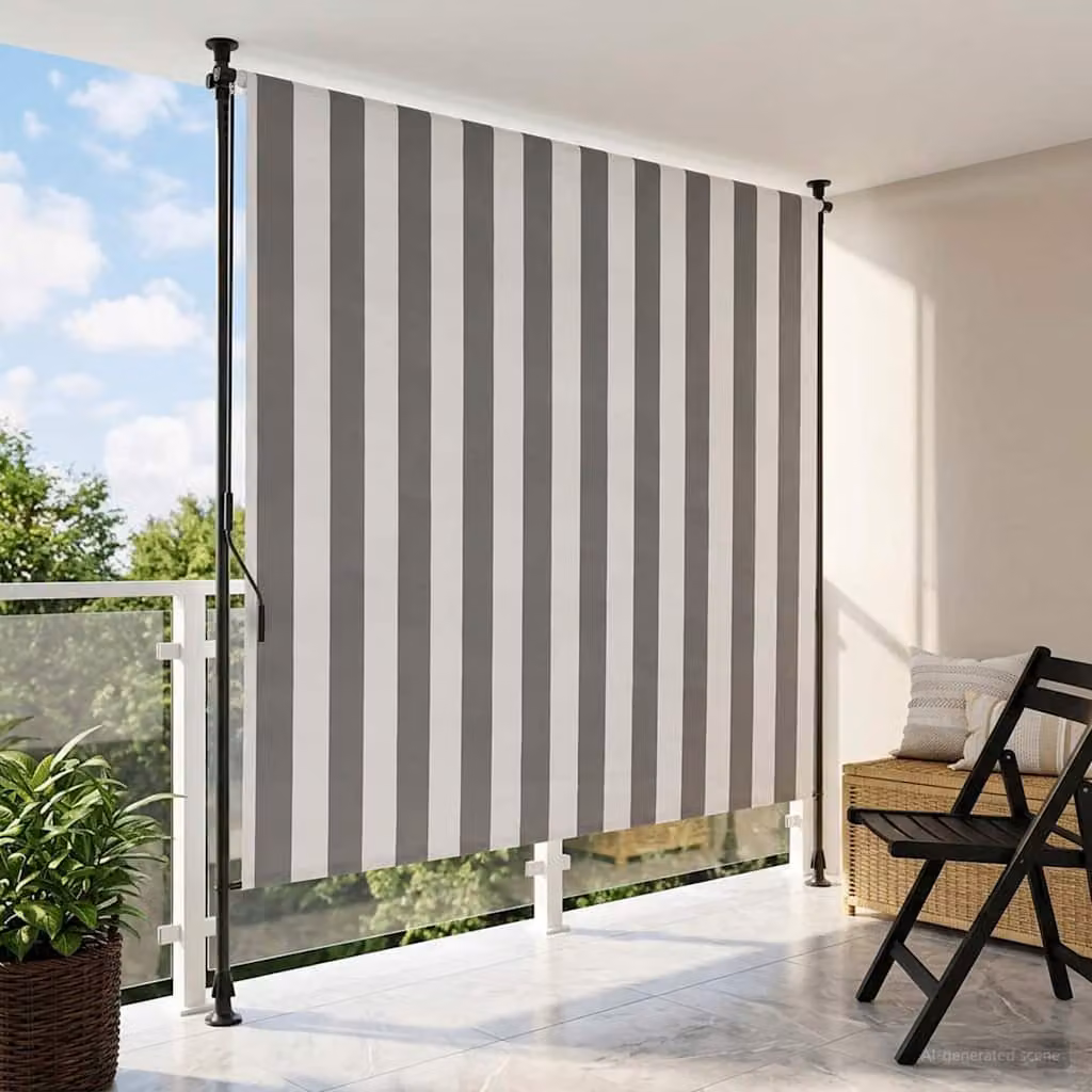 vidaXL Tenda a Rullo Esterna in Poliestere e Alluminio, Colore Antracite e Bianco, L 120 cm x H 270 cm