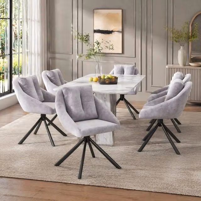 Set di 6 sedie da pranzo girevoli 59x65x79 cm in velluto grigio -