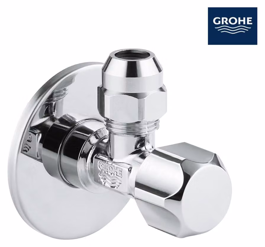 Schläfer 3437210 | Rubinetto a Squadra GROHE Universale 1/2 x 3/8, cromo attacco bicono, 22018000, filettatura autosigillante