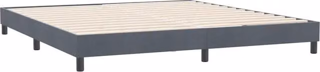Letto matrimoniale moderno in velluto grigio scuro con struttura in legno e doghe fisse L/P: 183 x 220 cm