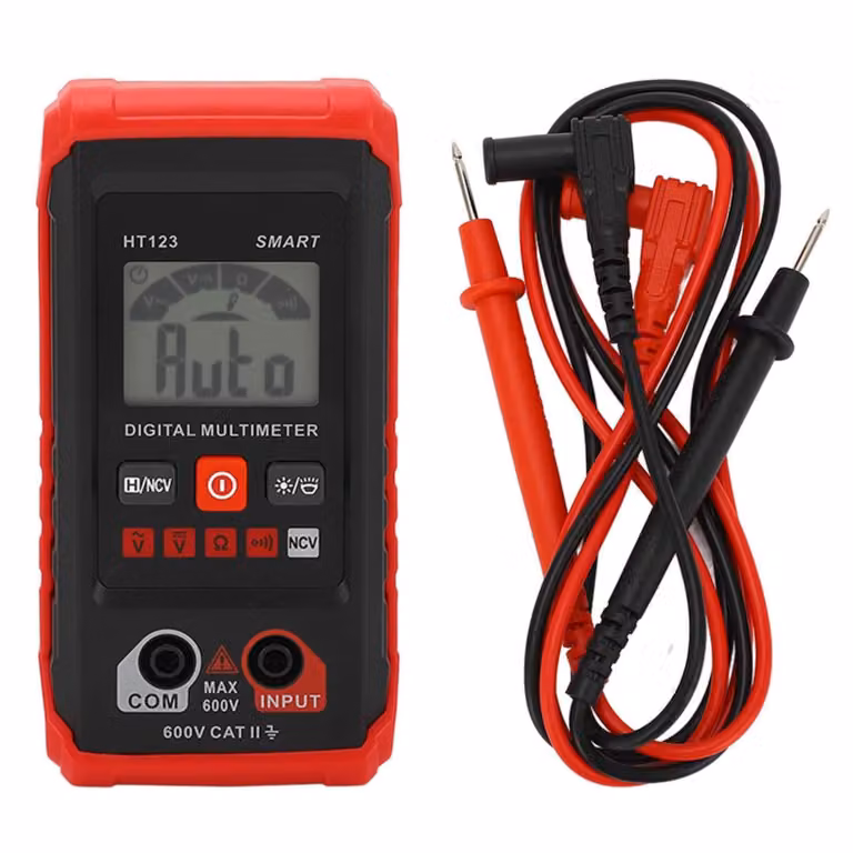 Misuratore di tensione digitale con 2 cavi di prova, multimetro digitale, tester di tensione - AMPTRON