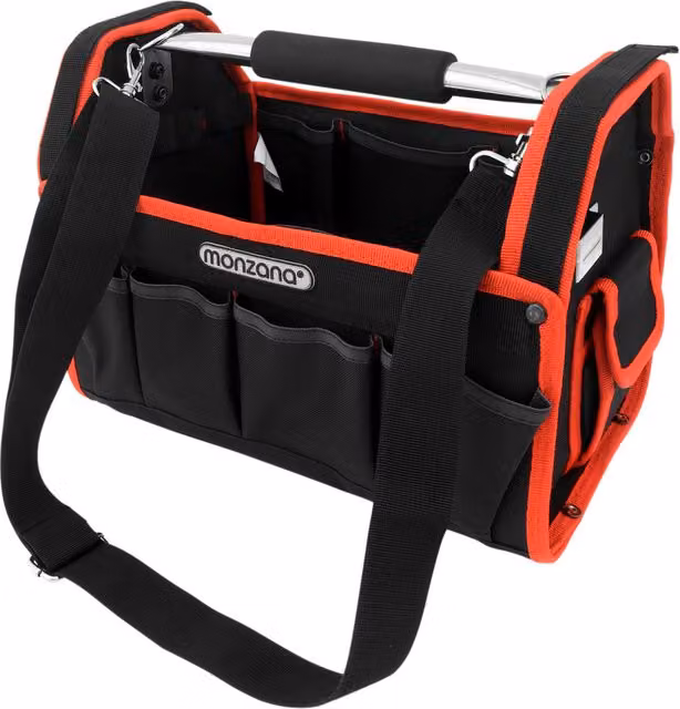 Borsa per attrezzi Monzana in poliestere rossa e nera L: 33 cm, H: 25 cm, P: 18,5 cm