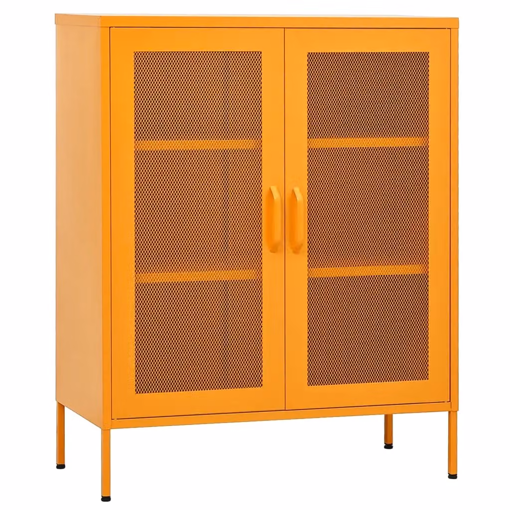 vidaXL Armadio portaoggetti in metallo Giallo, L: 80 cm, P: 35 cm, H: 101,5 cm – 2