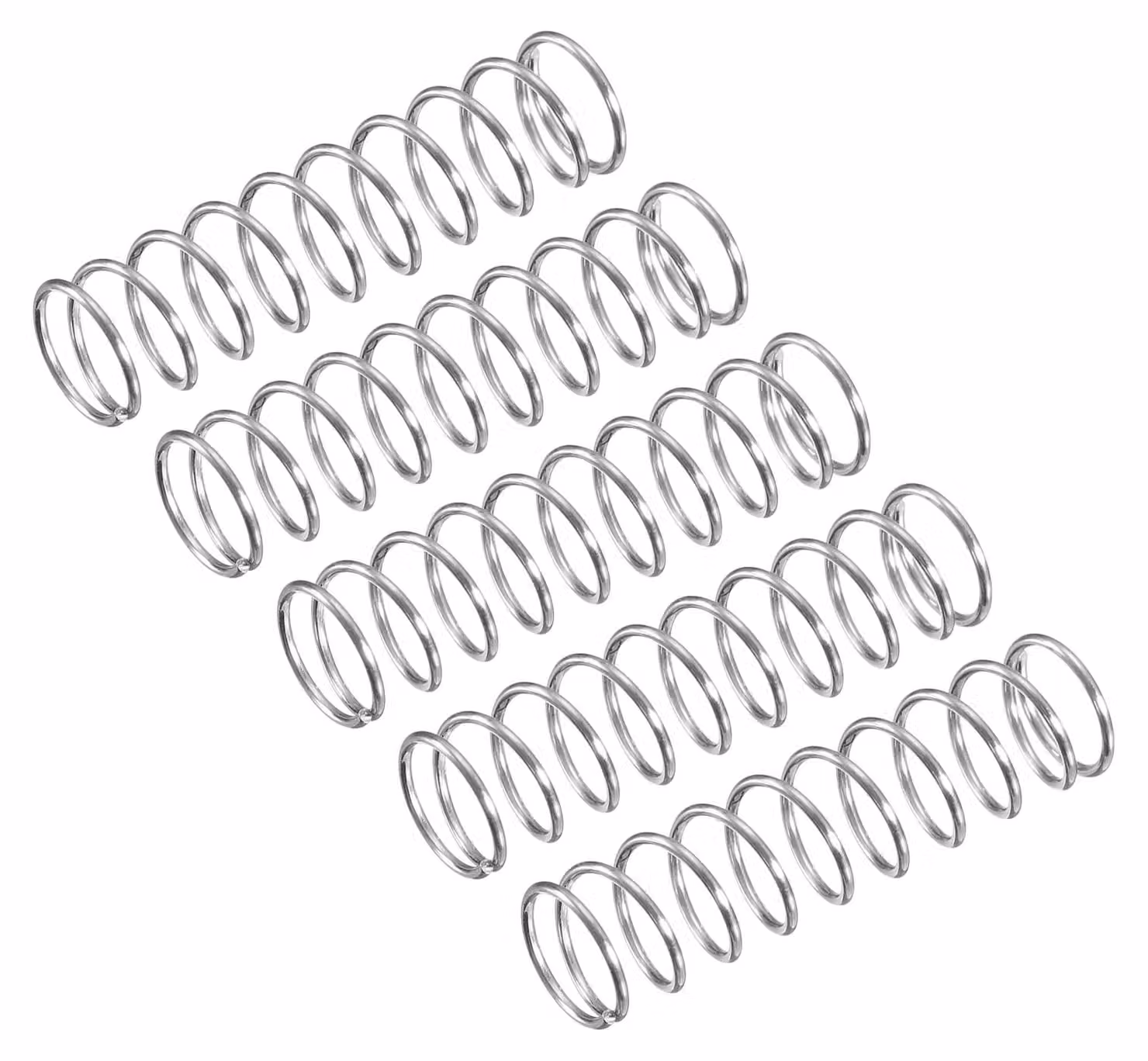Molle a compression, 5 pezzi, acciaio inossidabile 304, 7x0,5x25 mm, colore argento