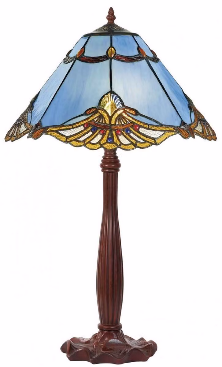 Casa Padrino lampada da tavolo Tiffany blu / multicolore / marrone 40 x 40 x h. 64 cm - Lampada da tavolo - Luci Tiffany