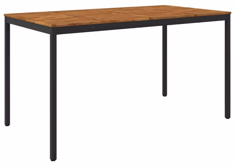 Tavolo da giardino, design naturale e nero, dimensioni 196 x 100,5 x 105 cm