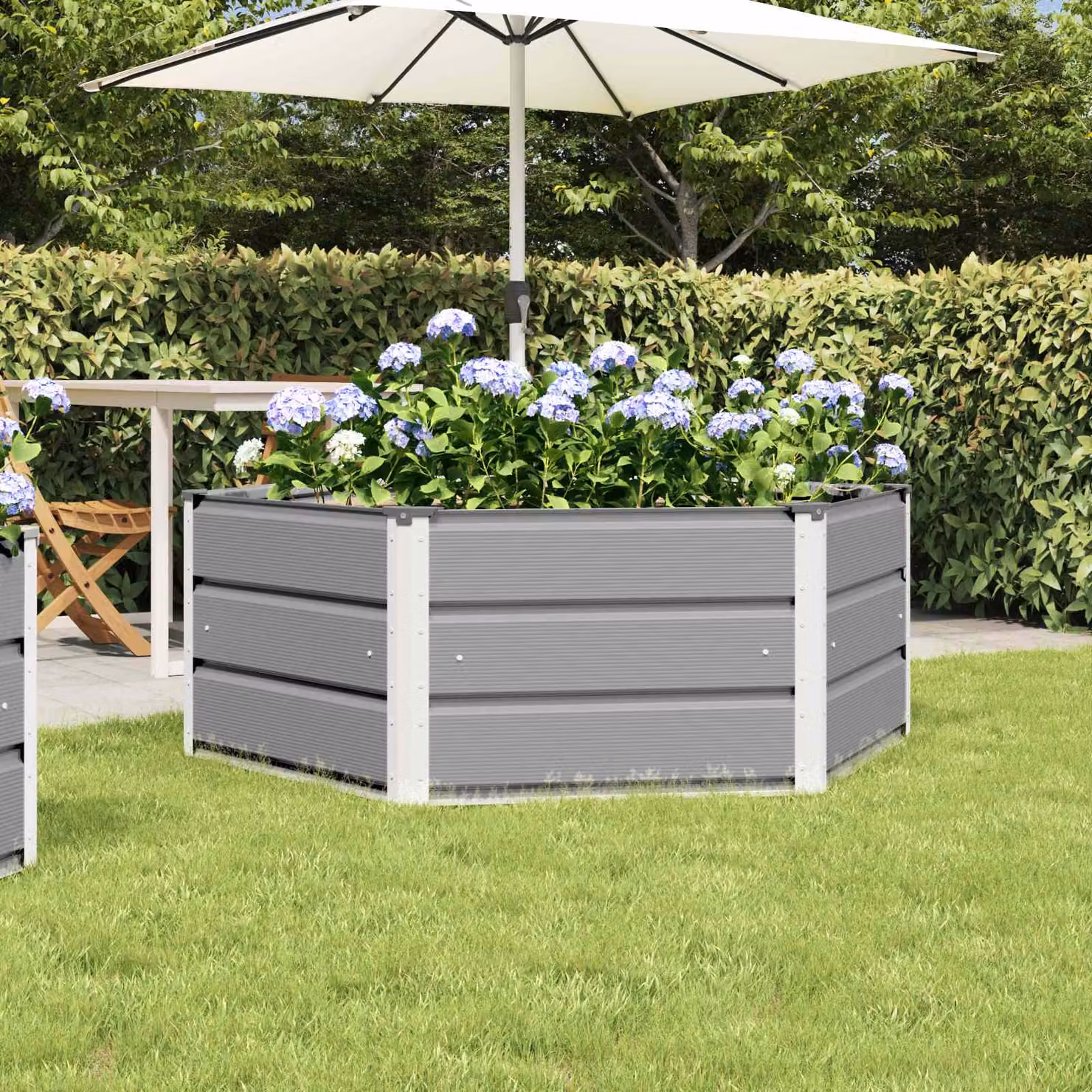 Fioriera vidaXL in acciaio grigio per giardino ornamentale o erbe aromatiche L/P/H: 129 x 129 x 45 cm