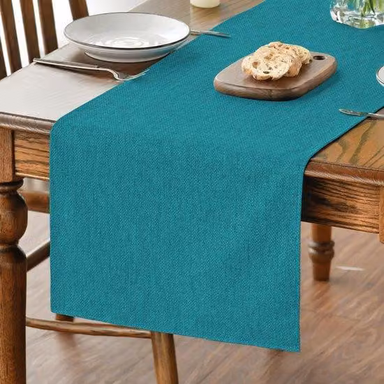 Tovaglia estiva in vetro blu, detergente per vetri "Acqua d'autunno", decorazione per tavolo da cucina e sala da pranzo, 40x180 cm