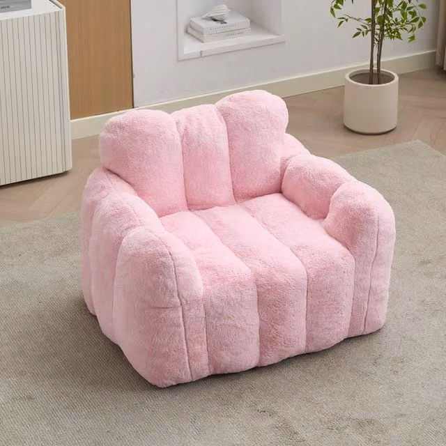 Pouf Mivray Soft Body in velluto rosa per soggiorno e camera da letto