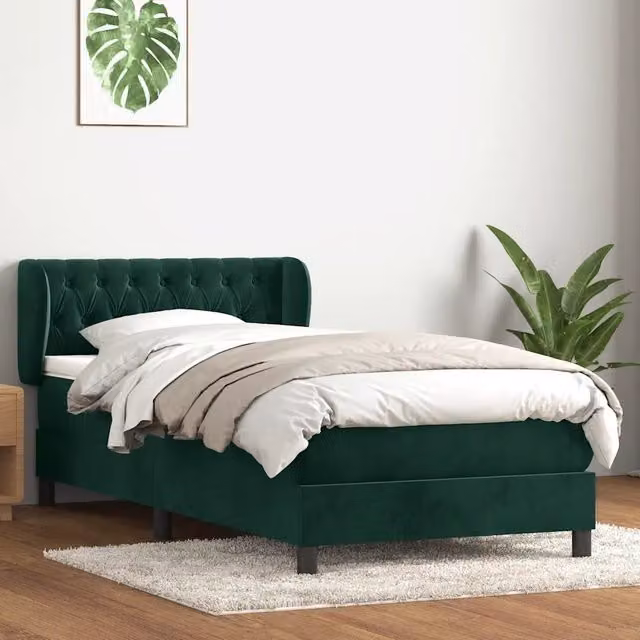 Giroletto a Molle con Materasso vidaXL in Velluto Verde Scuro e Bianco L/P/H: 83 x 223 x 151 cm – 1