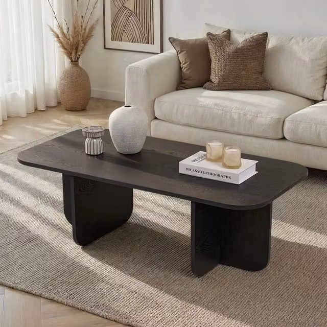 Nomeva Tavolino da Salotto Rettangolare Nero Frassino L/P/H: 120 x 60 x 41 cm