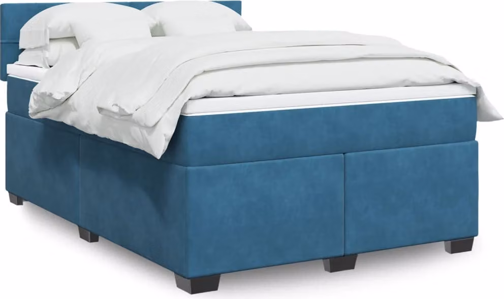 Maison Exclusive - Giroletto a Molle con Materasso Blu 160x200 cm in Velluto