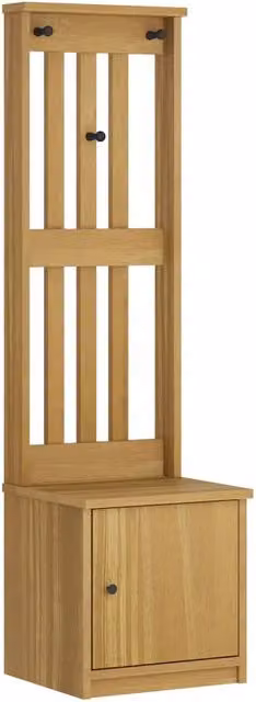 Albero da ingresso SANDNES in legno di pino con scarpiera, colore marrone e beige, L: 45 cm, P: 40 cm, H: 159,5 cm – 1