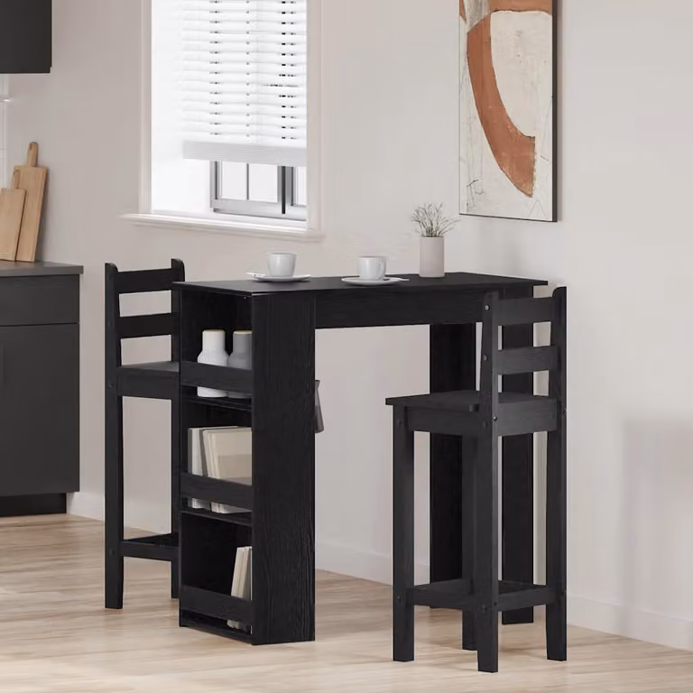 vidaXL Tavolo da Bar Moderno con Ripiani, Colore Nero, L/P/H: 102 x 50 x 103,5 cm