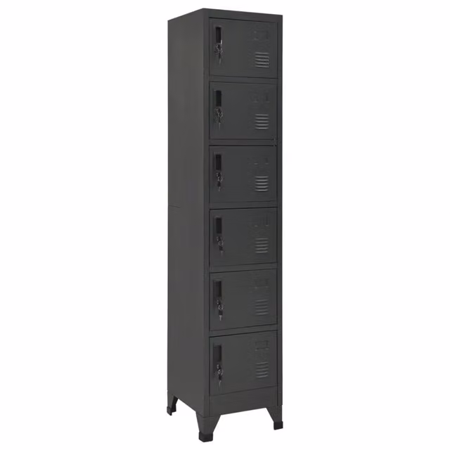 Armadio spogliatoio moderno con 6 ante chiudibili a chiave 38 x 40 x 180 cm in acciaio antracite 02_0047009