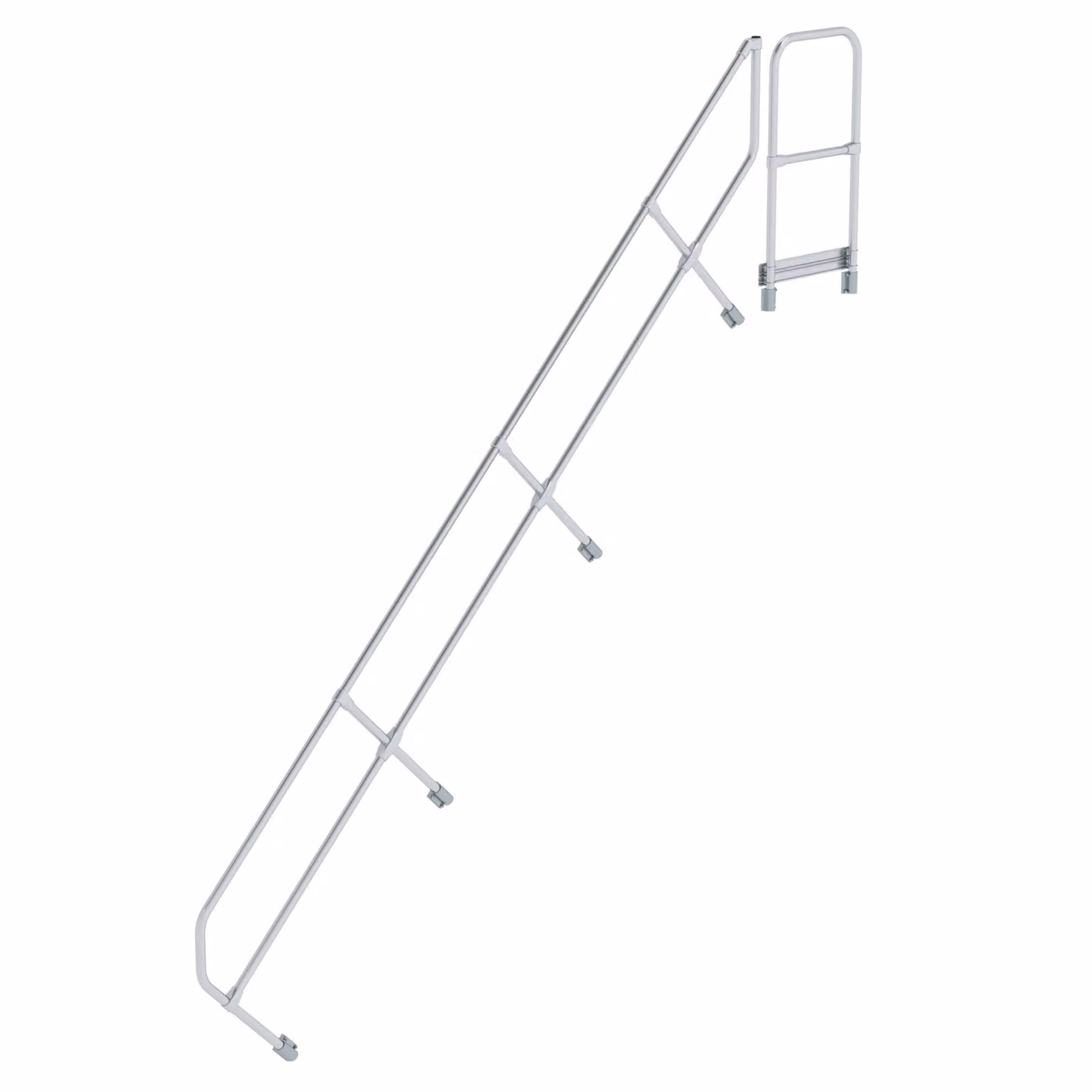 Scala con piattaforma a 45° secondo corrimano per 14 gradini Inclinazione a 45°