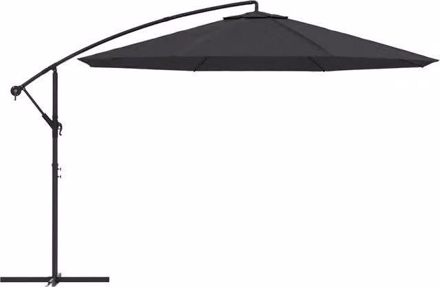 Ombrellone a braccio con palo in alluminio nero e copertura in poliestere da 350 cm