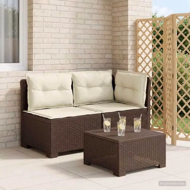 Divano da Giardino a 2 Posti con Cuscini Aspetto Rattan 2 posto 8011944