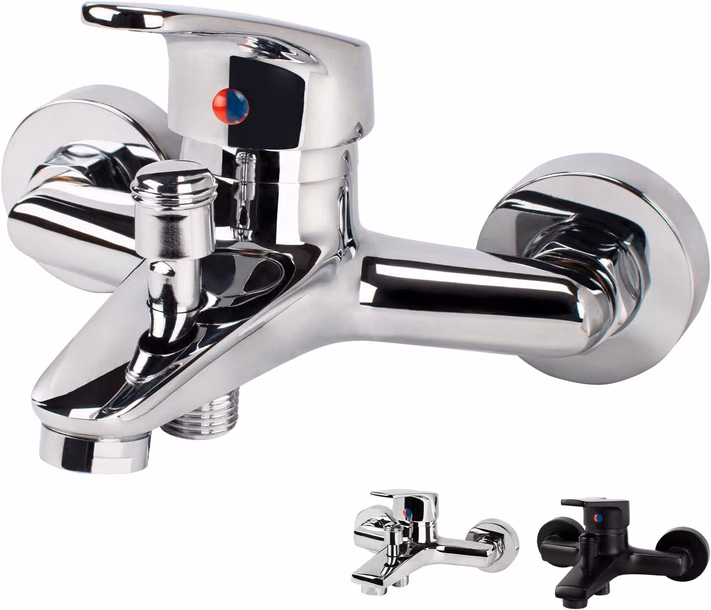 Rubinetto per lavabo, da montare a parete, miscelatore monocomando, cromato, per bagno
