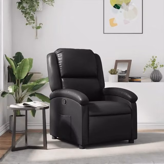Poltrona relax reclinabile vidaXL in similpelle nera con braccioli e leva manuale