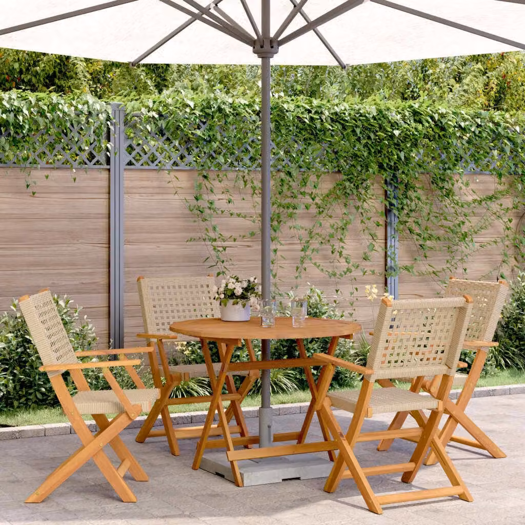 Maison Exclusive - Set da pranzo da giardino a 5 pezzi in polyrattan beige e legno massello