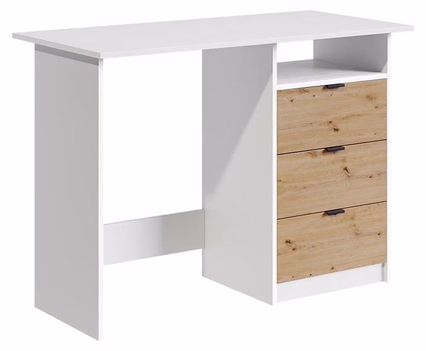 Scrivania Vicco Meiko Bianco/Artisan 105 x 50 cm con cassetti, Model 59827