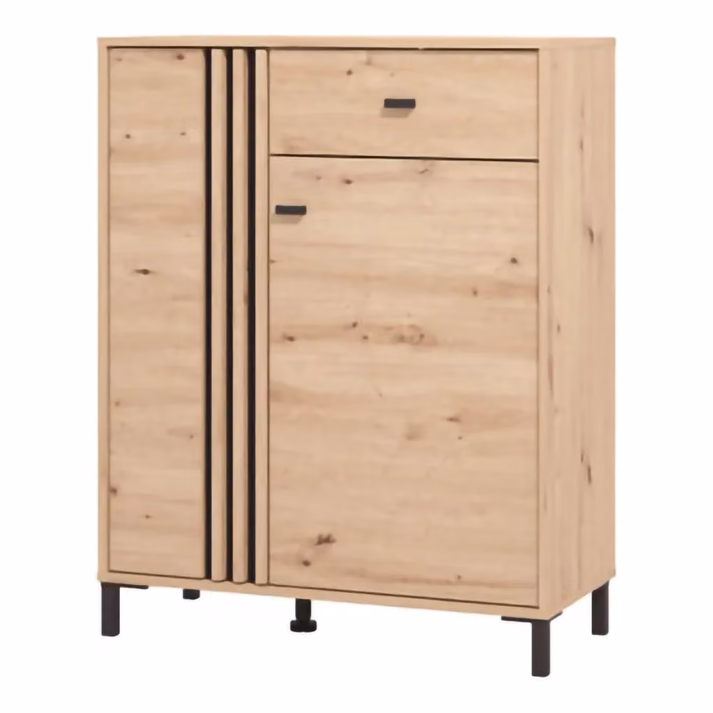Mobile da ingresso Hanga DMORA con cassetto e ante, Marrone Rovere, L: 87 cm, P: 40 cm, H: 110 cm – 2