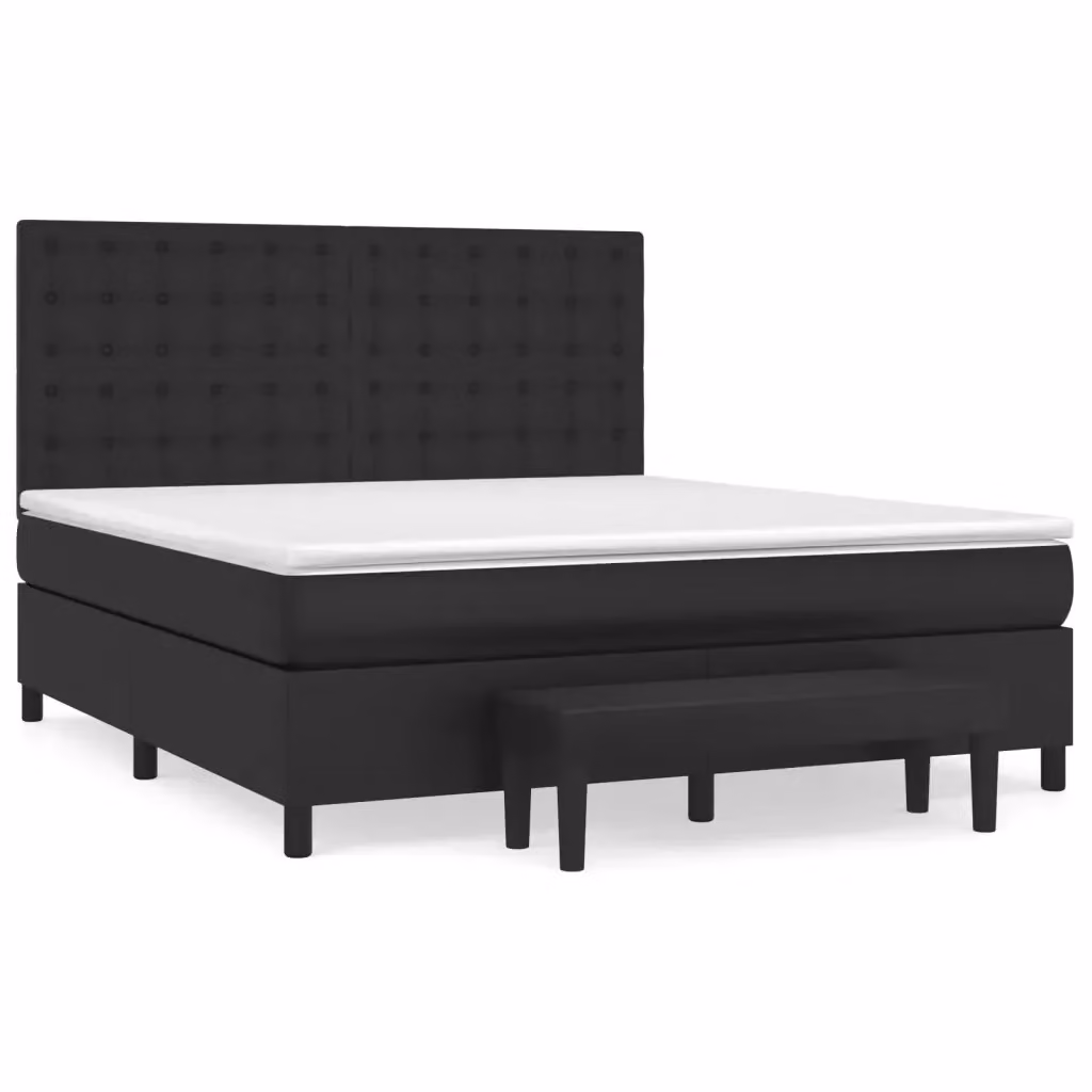 vidaXL Giroletto a Molle con Materasso Ibrido in Similpelle Nero L/P/H: 180 x 200 x 203 cm – 2