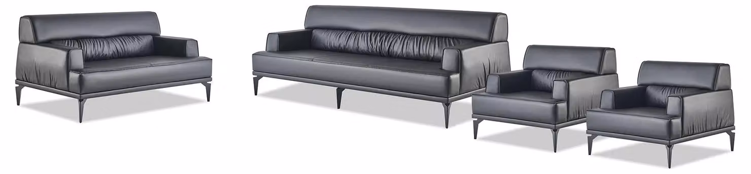 Sofagarnitur Sofas Schwarz Ledersofas Sofa-Set 3-Sitzer 2-Sitzer Sessel