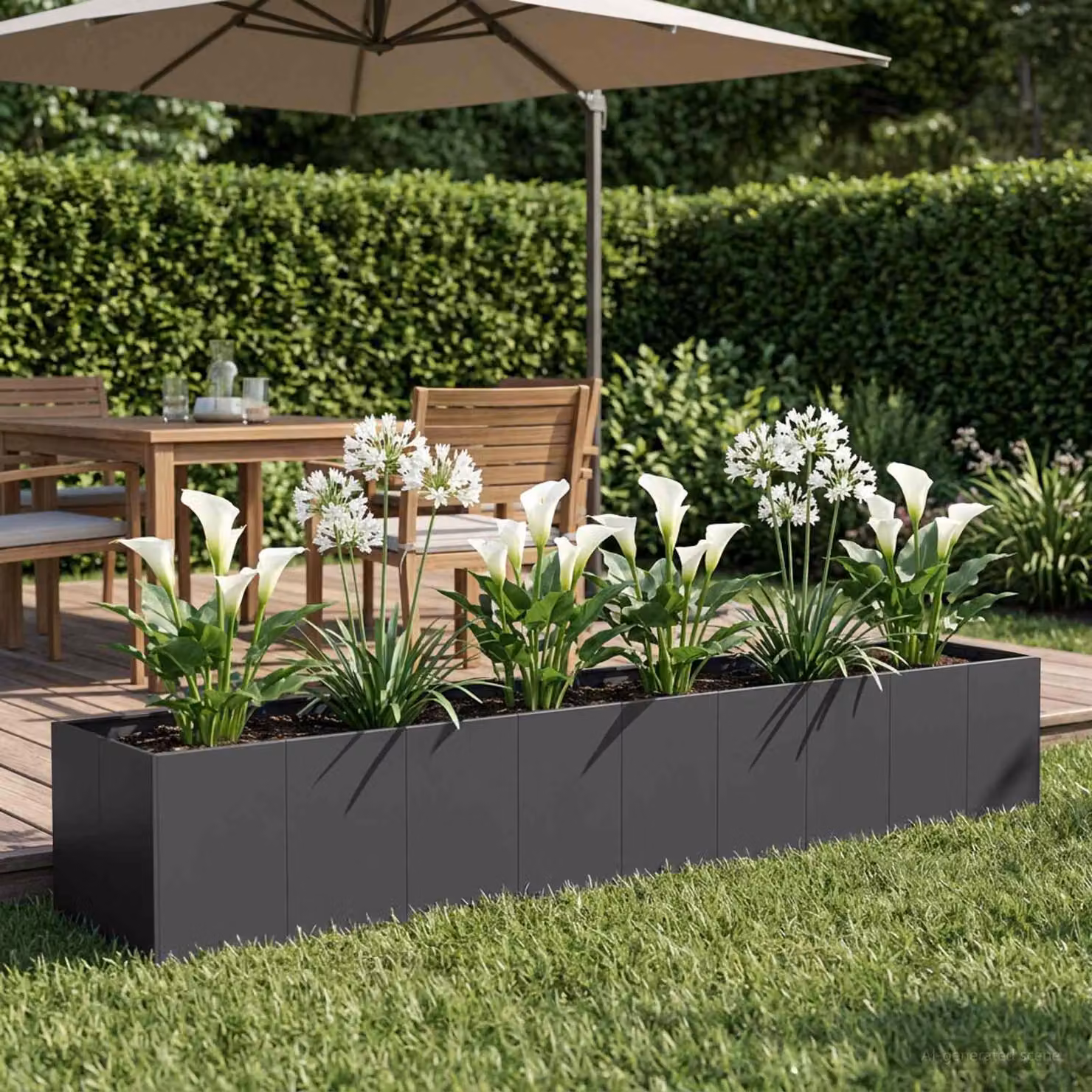 vidaXL Vaso da giardino in metallo Nero L: 360 cm, P: 80 cm, H: 60 cm