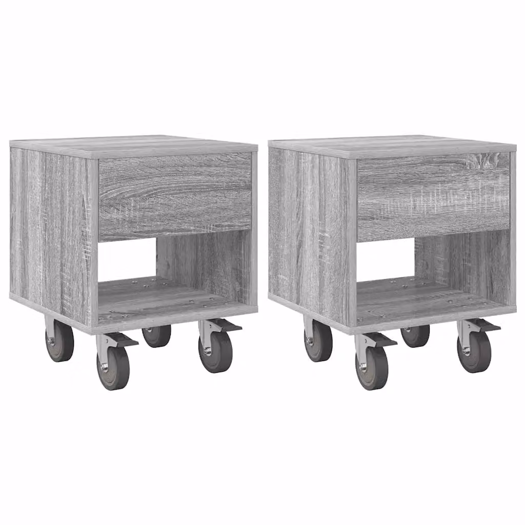 Set di 2 comodini moderni vidaXL in legno MDF grigio L: 40,5 cm, P: 40 cm, H: 48 cm – 2
