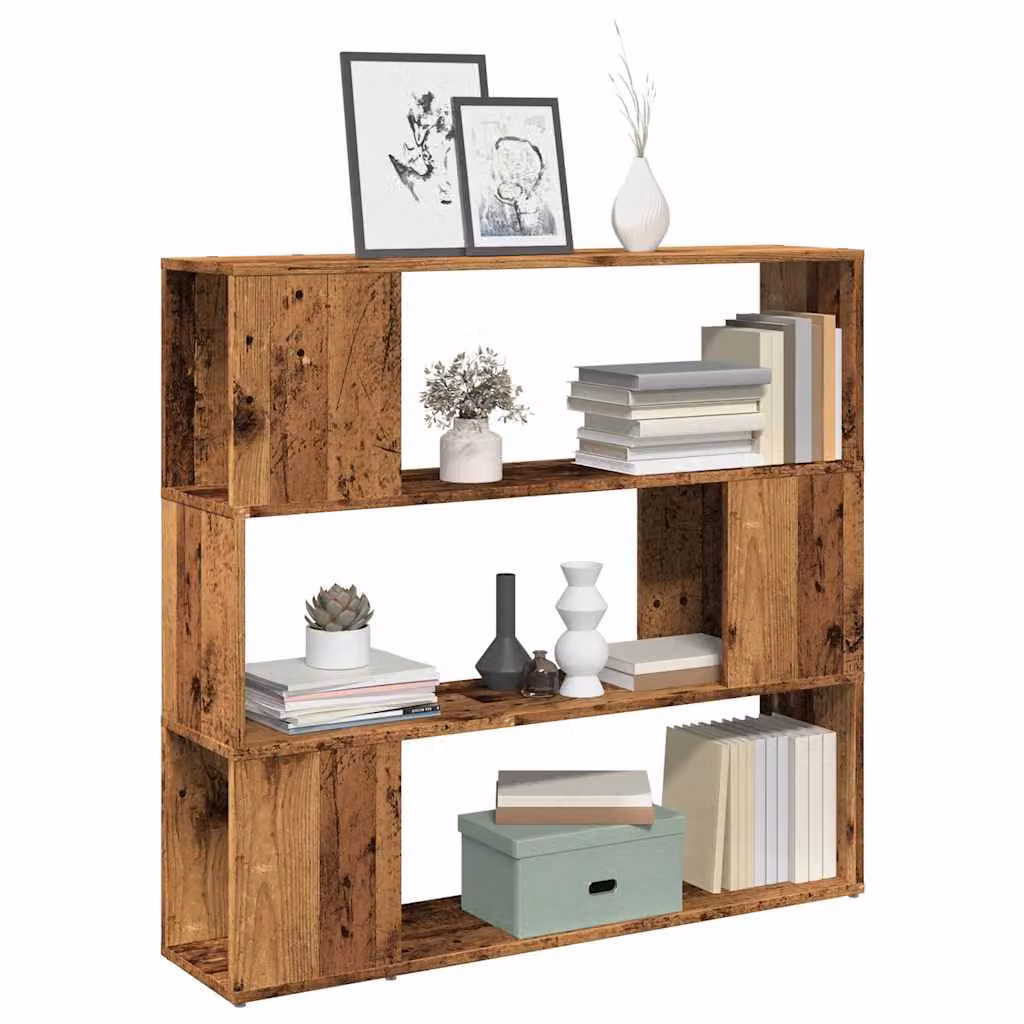 Libreria e divisorio vidaXL in legno vecchio marrone stile rustico L 100 cm, P 24 cm, H 94 cm