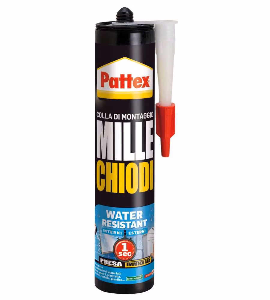 Colla per montaggio Pattex Millechiodi Water Resistant, bianca, 400 g – 2