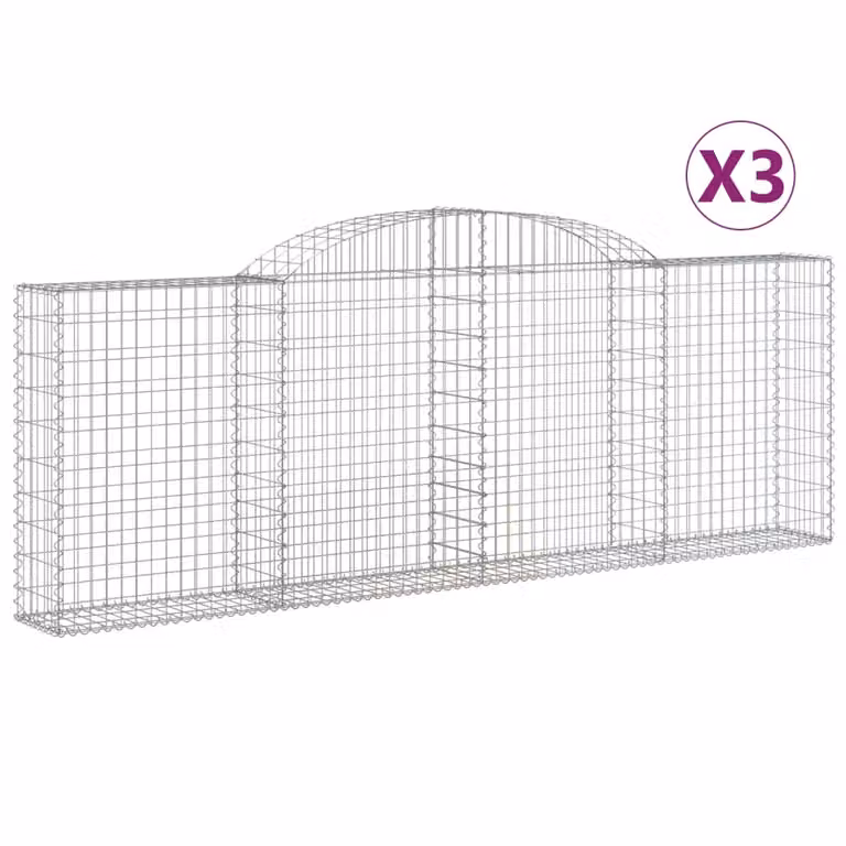 Cesti Gabbioni ad Arco 3 pz 300x30x100/120 cm Ferro Zincato