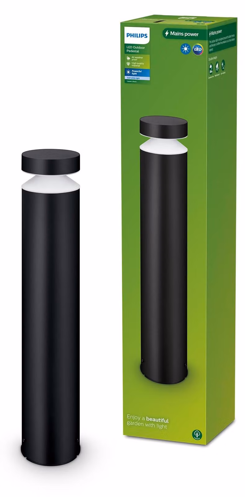 Philips Laven IP44 6 W 750 lm 4000 K nero Luce a colonna LED per esterni