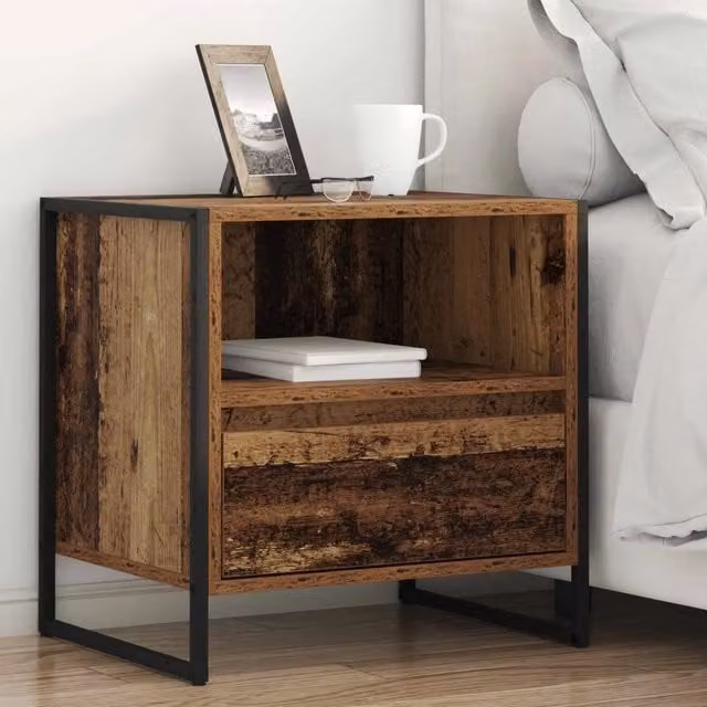 Set di 2 comodini con cassetto vidaXL in stile industrial color marrone L/P/H: 50 x 39,5 x 50 cm
