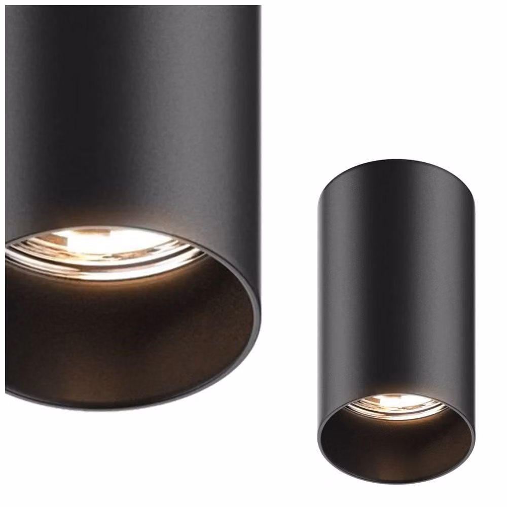 Faretto spot Tuba nero 1xGU10x50W in metallo, dimensioni: 10x5,6x5,6 cm, IP20, Zuma Line