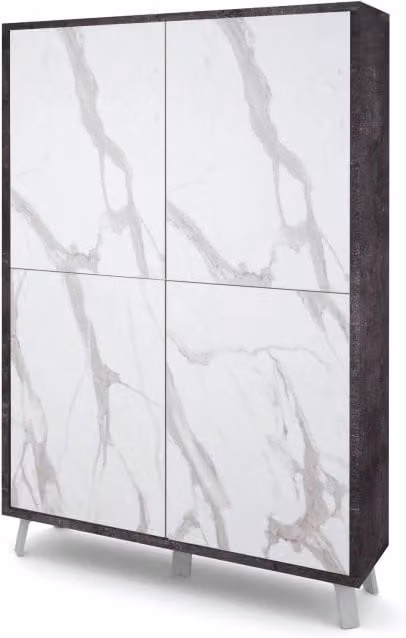 Credenza alta VELBRUK nero pietra/marmo calacatta