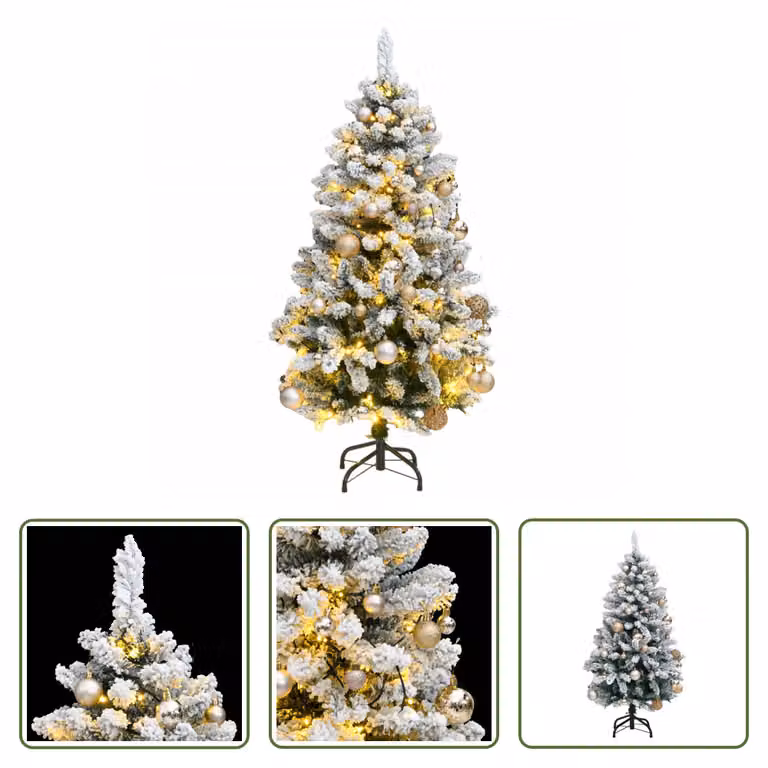 The Living Store Albero di Natale Artificiale Pieghevole 150 LED e Palline 120 cm