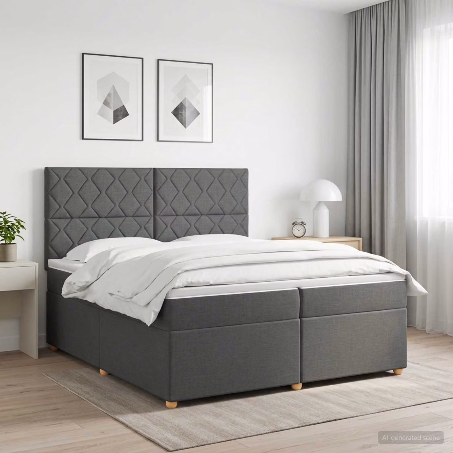 vidaXL Letto Box Spring Ibrido con Materasso a Molle Insacchettate e Base Sollevabile, Grigio Scuro, 200 x 200 cm