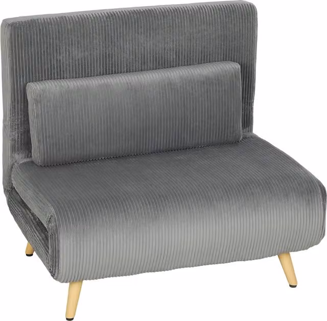 Poltrona Letto 3 in 1 HOMCOM in Tessuto a Coste con Schienale Regolabile, Grigio Scuro – 1