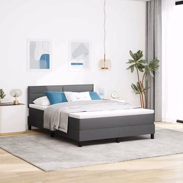 Letto a molle vidaXL in tessuto grigio con strisce LED e porta USB L/P/H: 203 x 140 x 88 cm – 1