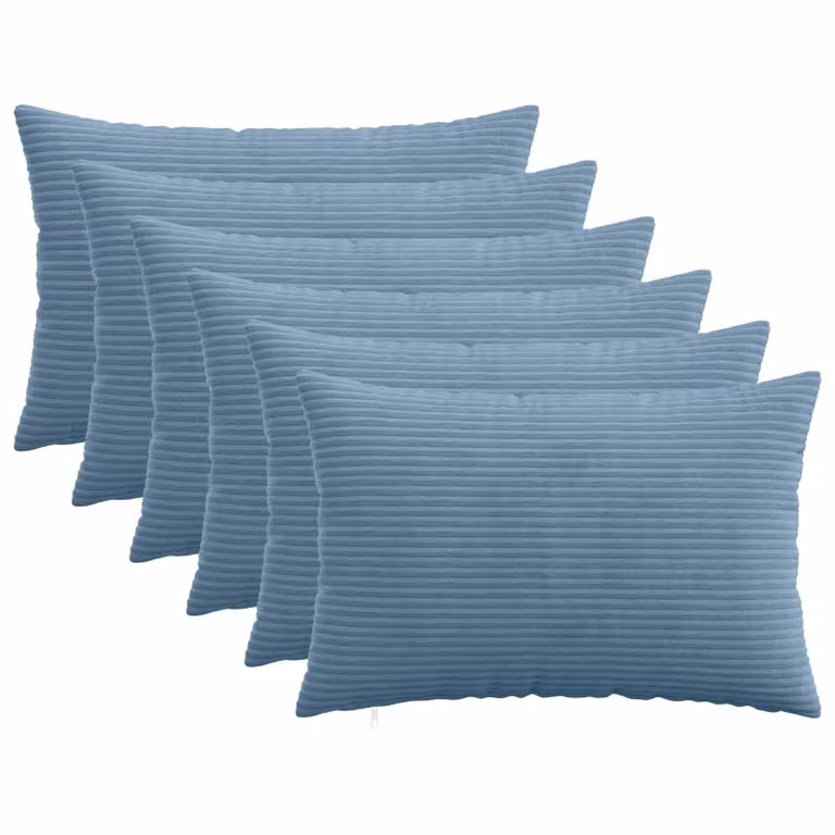 Set di 6 federe vidaXL HEERLEN in velluto a coste blu, L 50 cm x P 75 cm