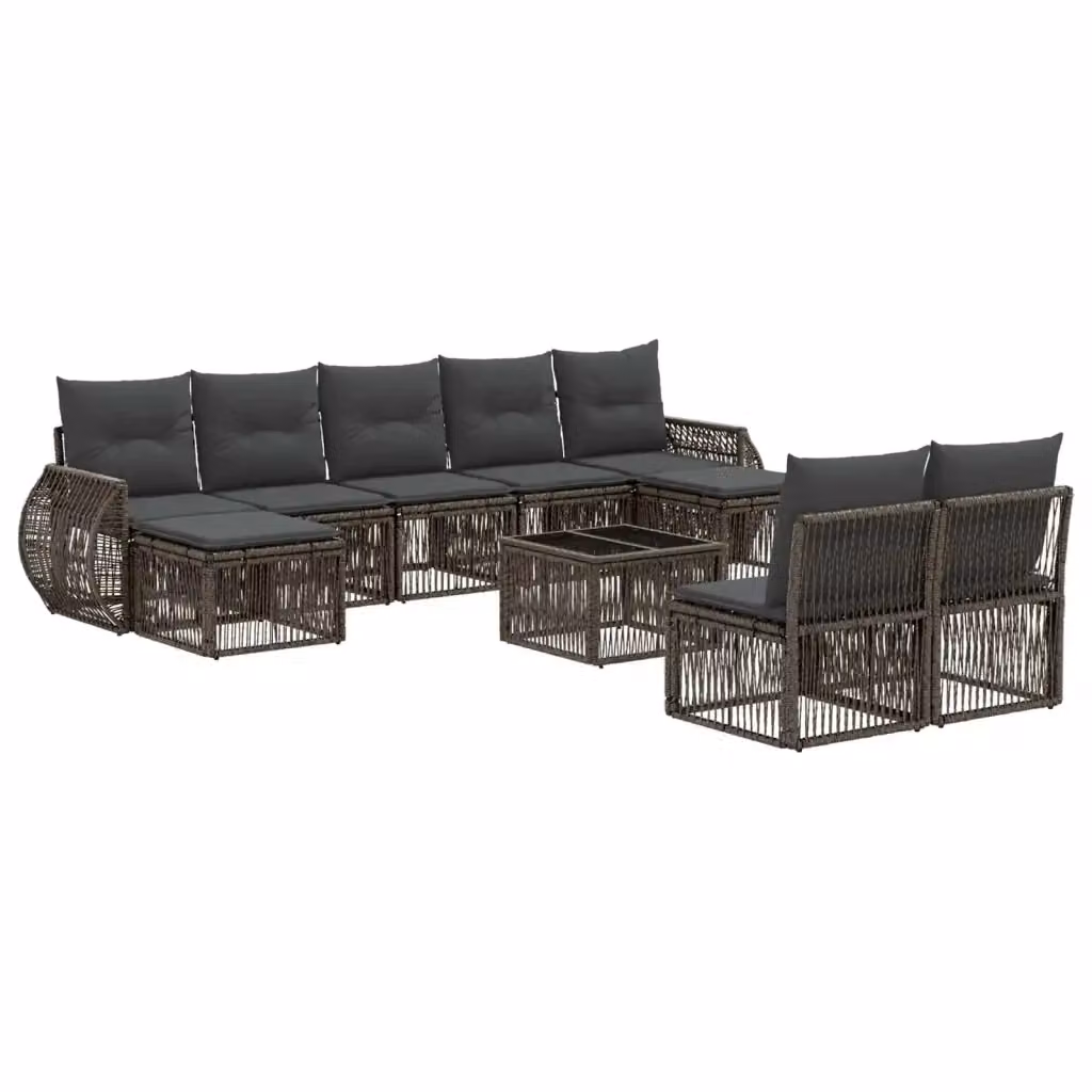 Set Divano da Giardino vidaXL 10 Pezzi a Forma di U con Cuscini Grigio e Antracite – 2