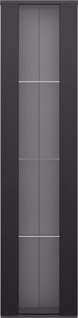 Vetrina moderna NK Space con ante in vetro, illuminazione integrata e ripiani interni, Nero, L/P/H: 40 x 29 x 170 cm
